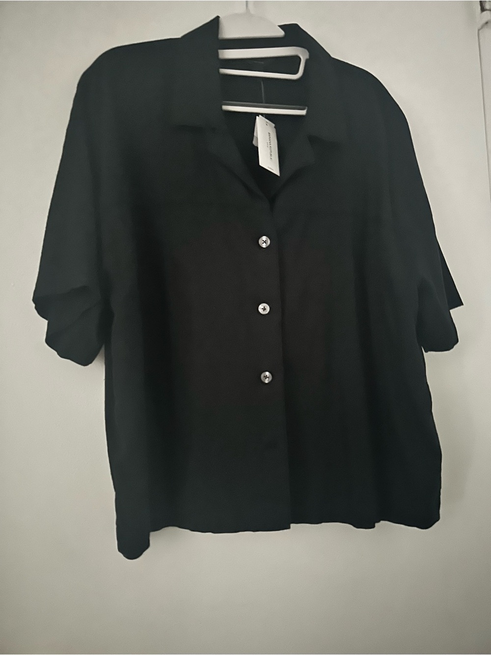 BANANA REPUBLIC Black Short-Sleeve Button Front Women's Top
